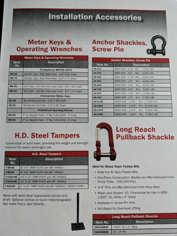 Meter Keys, Wrenches, Anchor Shackles, Pullback Shackles, Tampers